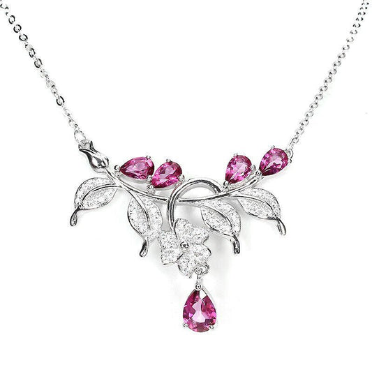 Collier Halskette Pink Topas 925 Silber 585 Weißgold vergoldet Silber - INARA