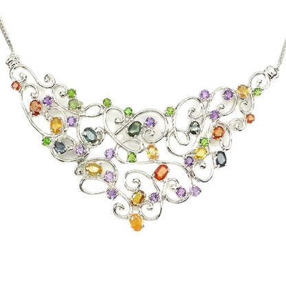 Collier Saphir Chromdiopsid Amethyst 925 Silber 585 Weißgold vergoldet Silber - INARA