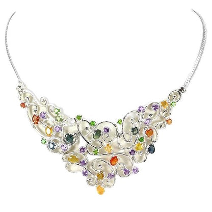 Collier Saphir Chromdiopsid Amethyst 925 Silber 585 Weißgold vergoldet Silber - INARA