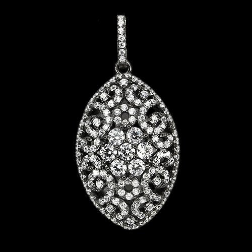 Gothic Anhänger Cubic Zirconia 925 Sterling Silber schwarzrhodiniert Silber - INARA