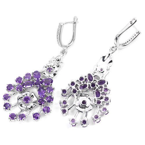 Große Ohrringe Amethyst 925 Silber 585 Weißgold vergoldet Silber - INARA