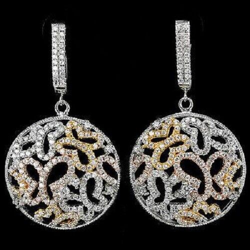 Große Ohrringe Schmetterling Cubic Zirconia 925 Silber 585 tricolor vergoldet Silber - INARA