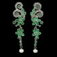 Große Ohrringe Smaragd Perle 925 Silber 585 Weißgold vergoldet Silber - INARA