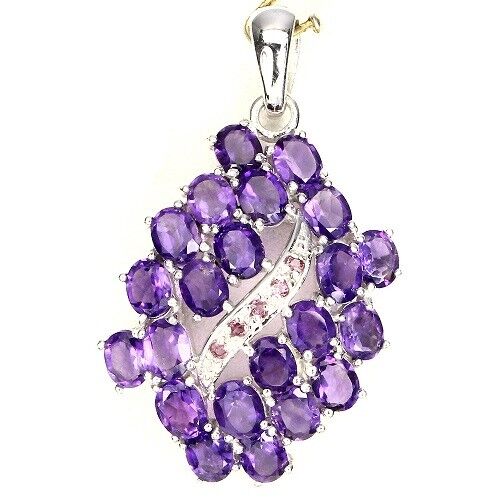 Großer Anhänger Amethyst Rhodolit 925 Silber 585 Weißgold vergoldet Silber - INARA