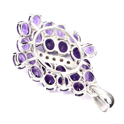 Großer Anhänger Amethyst Rhodolit 925 Silber 585 Weißgold vergoldet Silber - INARA