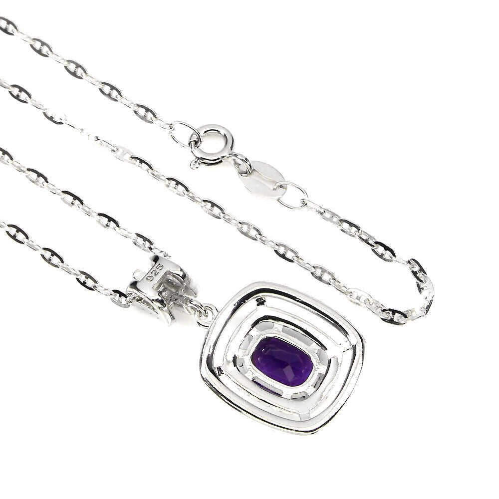 Halskette mit Anhänger Amethyst 925 Silber 585 Weißgold vergoldet Silber - INARA