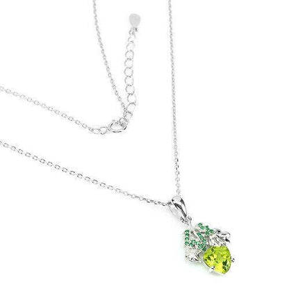 Halskette mit Anhänger Peridot Trilliantschliff 925 Silber 585 Weißgold vergold. Silber - INARA