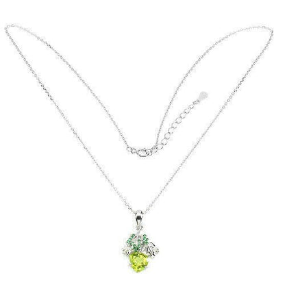 Halskette mit Anhänger Peridot Trilliantschliff 925 Silber 585 Weißgold vergold. Silber - INARA