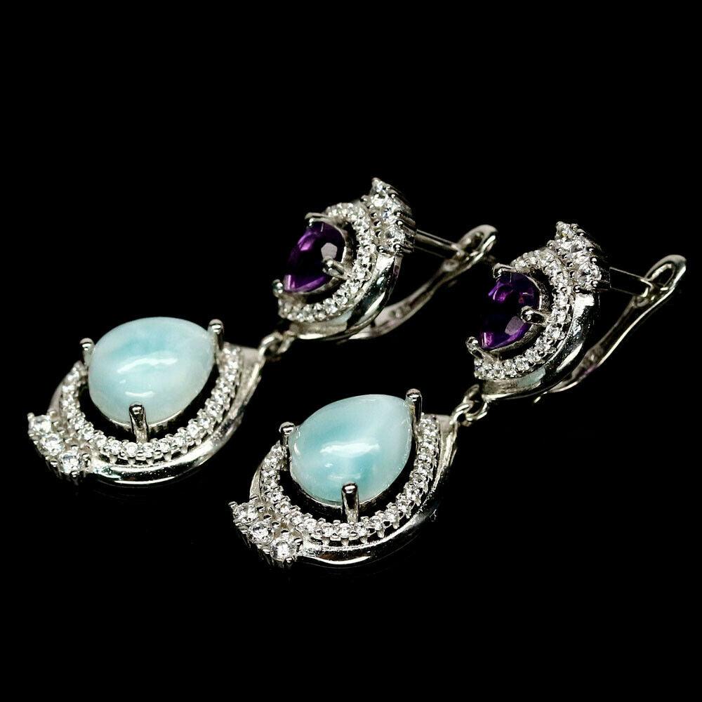 Larimar Amethyst Ohrringe Silber - INARA