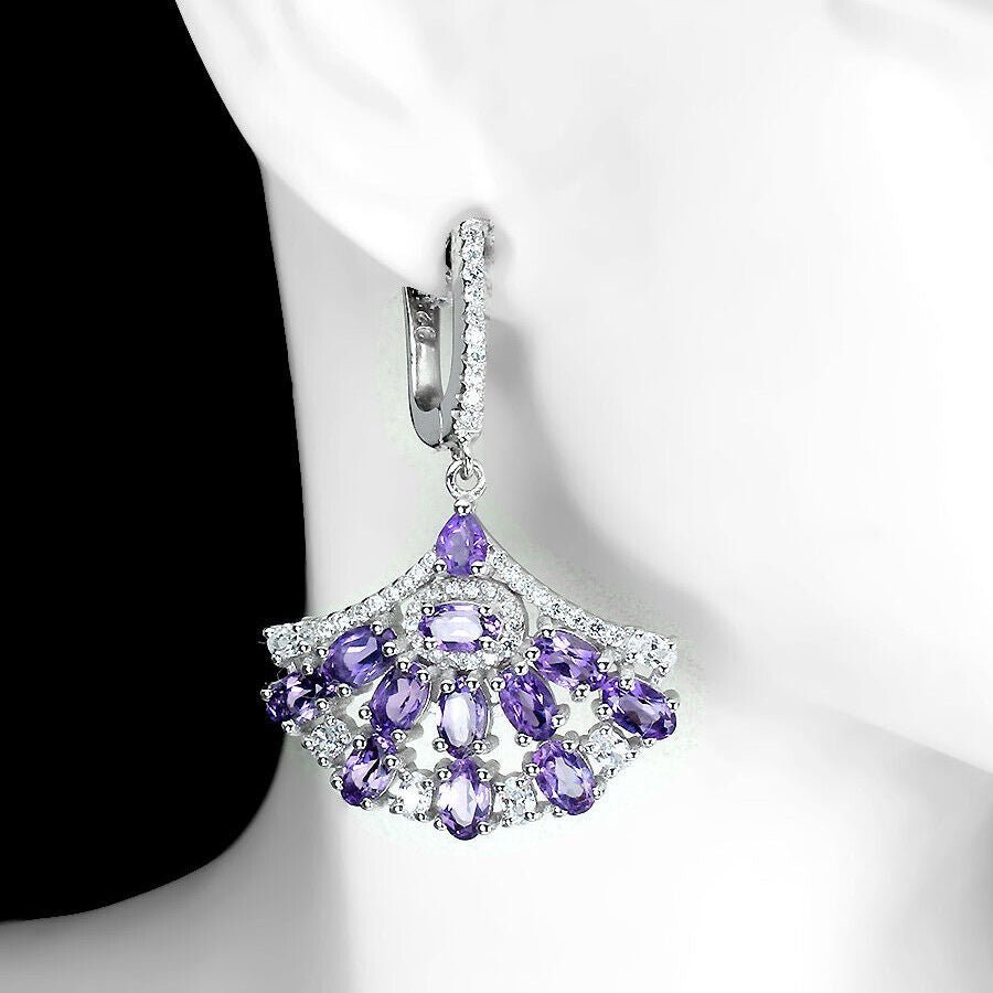 Ohrringe Amethyst 925 Silber 585 Weißgold vergoldet Silber - INARA