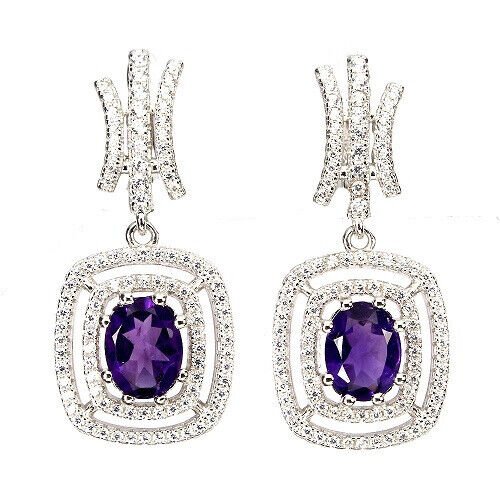 Ohrringe Amethyst 925 Silber 585 Weißgold vergoldet Silber - INARA