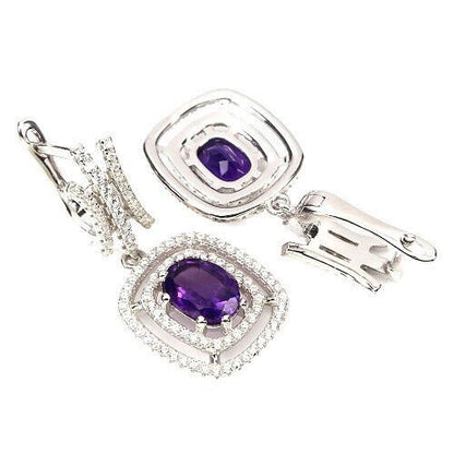 Ohrringe Amethyst 925 Silber 585 Weißgold vergoldet Silber - INARA