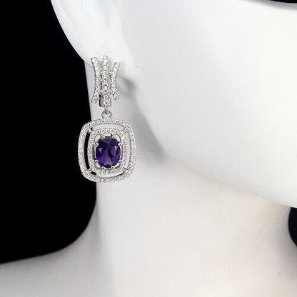 Ohrringe Amethyst 925 Silber 585 Weißgold vergoldet Silber - INARA