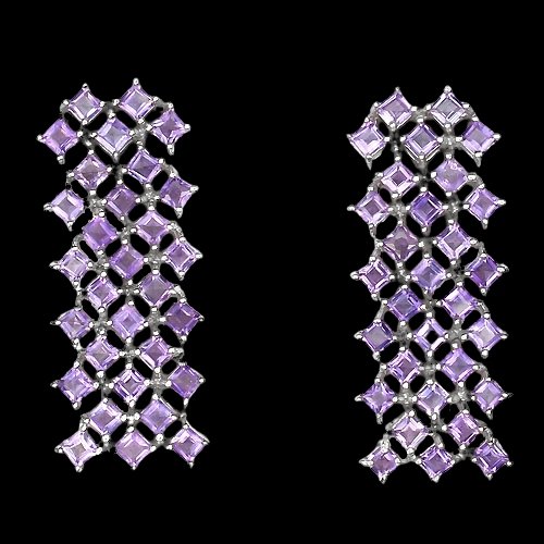 Ohrringe Amethyst Quadratschliff 925 Silber 585 Weißgold vergoldet Silber - INARA