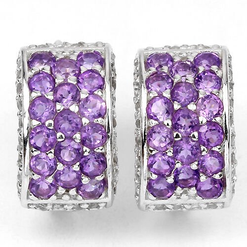 Ohrringe Amethyst Weißtopas 925 Silber 585 Weißgold vergoldet Silber - INARA