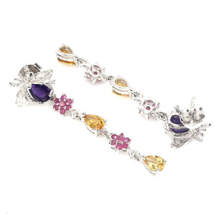 Ohrringe Biene Amethyst Rubin Citrin 925 Silber 585 Weißgold vergoldet Silber - INARA