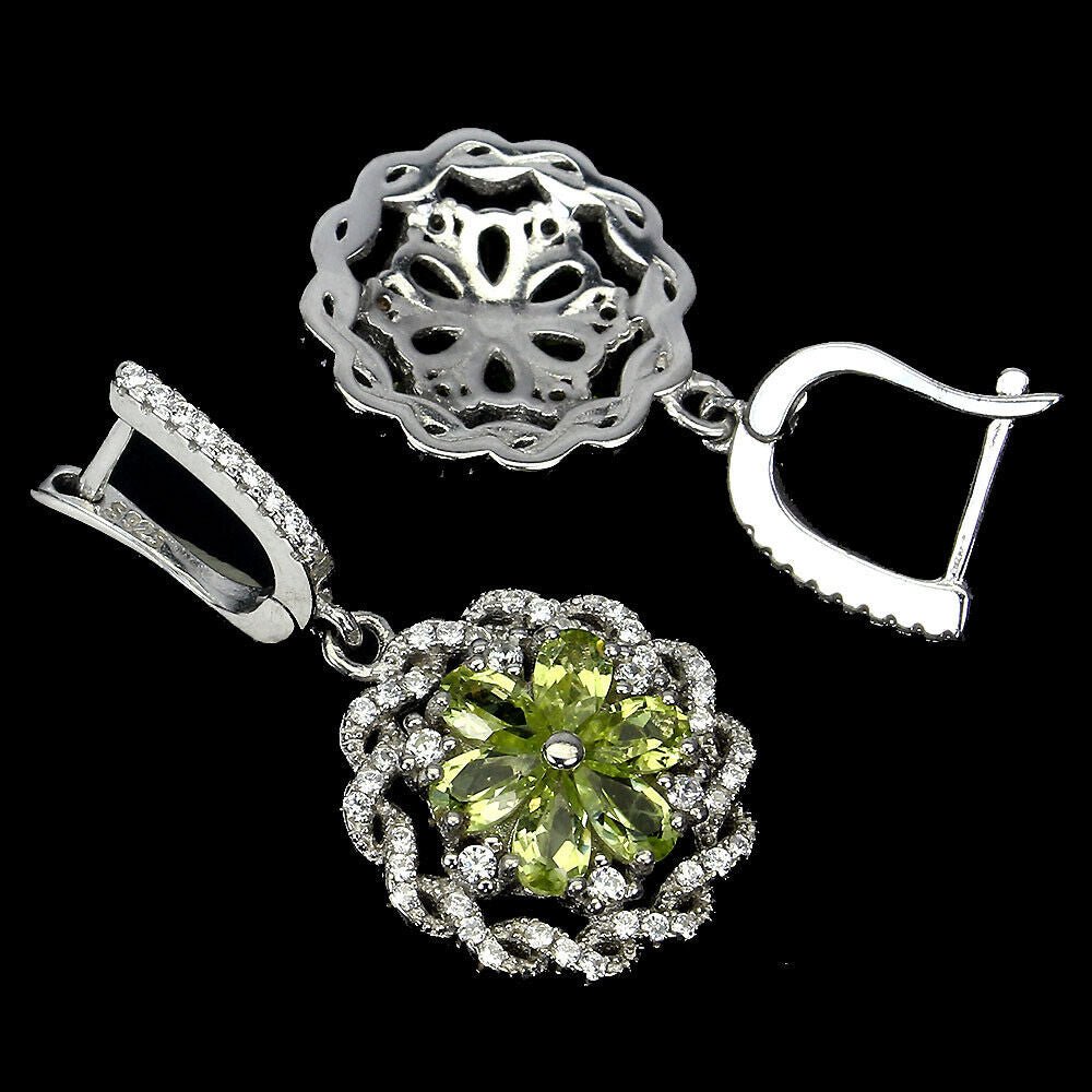 Ohrringe Peridot 925 Silber 585 Weißgold vergoldet Silber - INARA