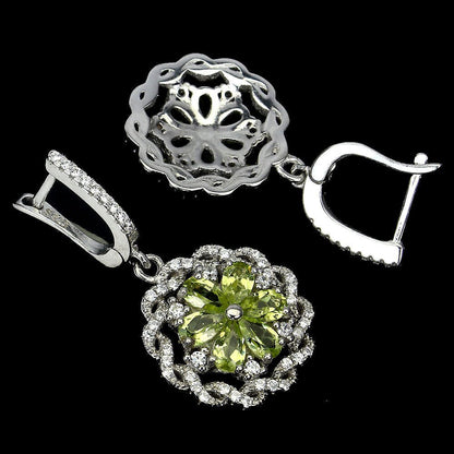 Ohrringe Peridot 925 Silber 585 Weißgold vergoldet Silber - INARA