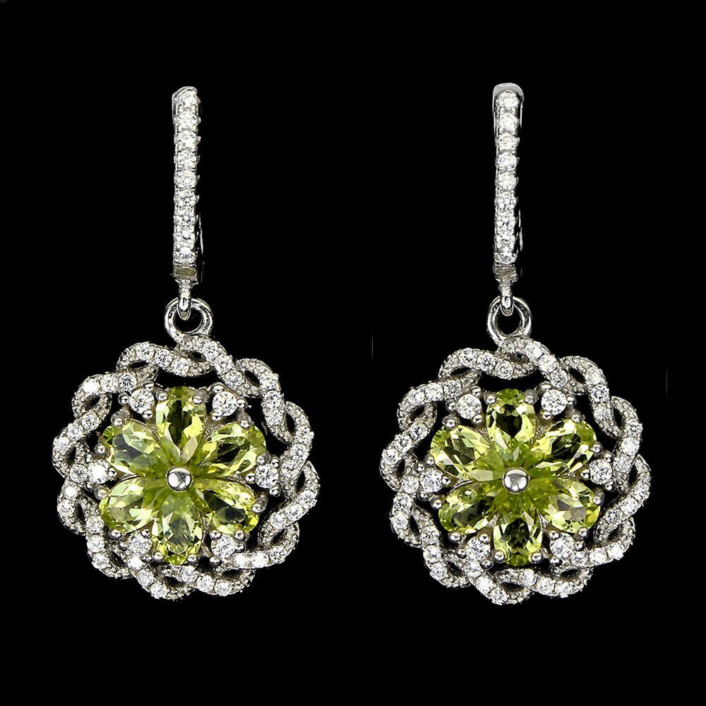 Ohrringe Peridot 925 Silber 585 Weißgold vergoldet Silber - INARA