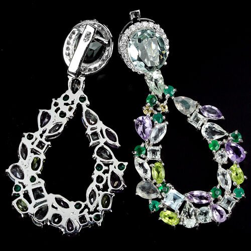 Ohrringe Prasiolith Peridot Citrin Amethyst Achat 925 Silber Weißgold vergoldet Silber - INARA