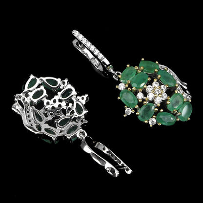 Ohrringe Smaragd 925 Silber 585 bicolor vergoldet Silber - INARA