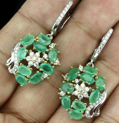 Ohrringe Smaragd 925 Silber 585 bicolor vergoldet Silber - INARA