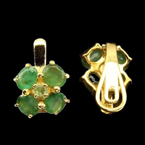 Ohrringe Smaragd 925 Silber 585 Gelbgold vergoldet Silber - INARA
