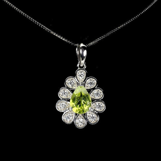 Peridot Anhänger mit Halskette Silber - INARA