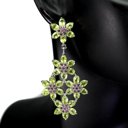 Peridot Rhodolit Ohrringe Silber - INARA