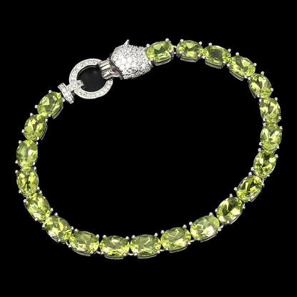 Peridot Rhodolit Raubkatze Armband Silber - INARA