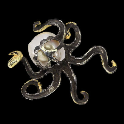 Perle Oktopus Anhänger Silber - INARA