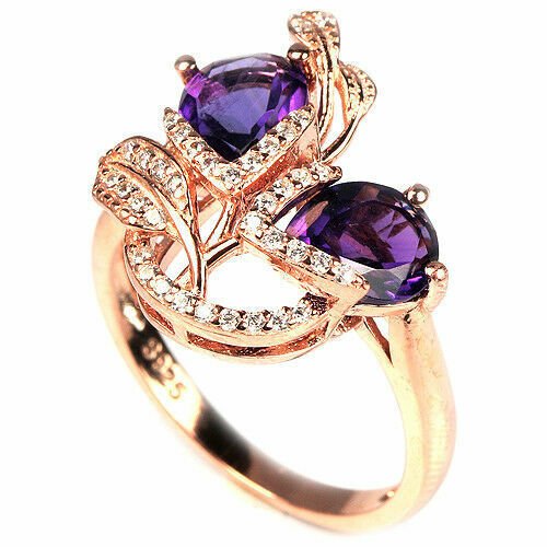 Ring Amethyst 925 Silber 585 Roségold vergoldet Gr. 54 Silber - INARA