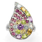 Ring Amethyst Rhodolit Blautopas Citrin Peridot 925 Silber 585 Weißgold Gr. 59 Silber - INARA