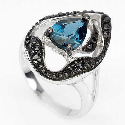 Ring Blautopas London Blue Spinell 925 Silber 585 Weißgold vergoldet Gr. 55 Silber - INARA