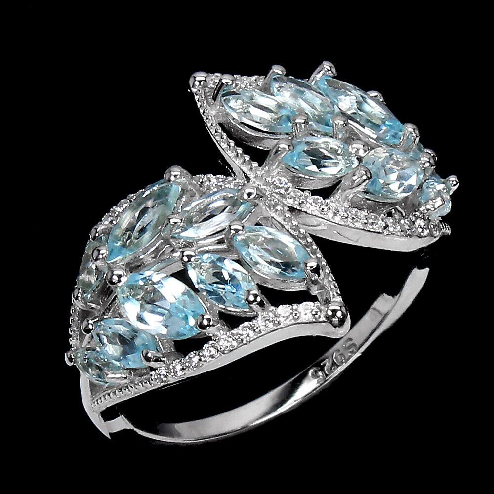 Ring Blautopas Sky Blue 925 Silber 585 Weißgold vergoldet Gr. 59 Silber - INARA