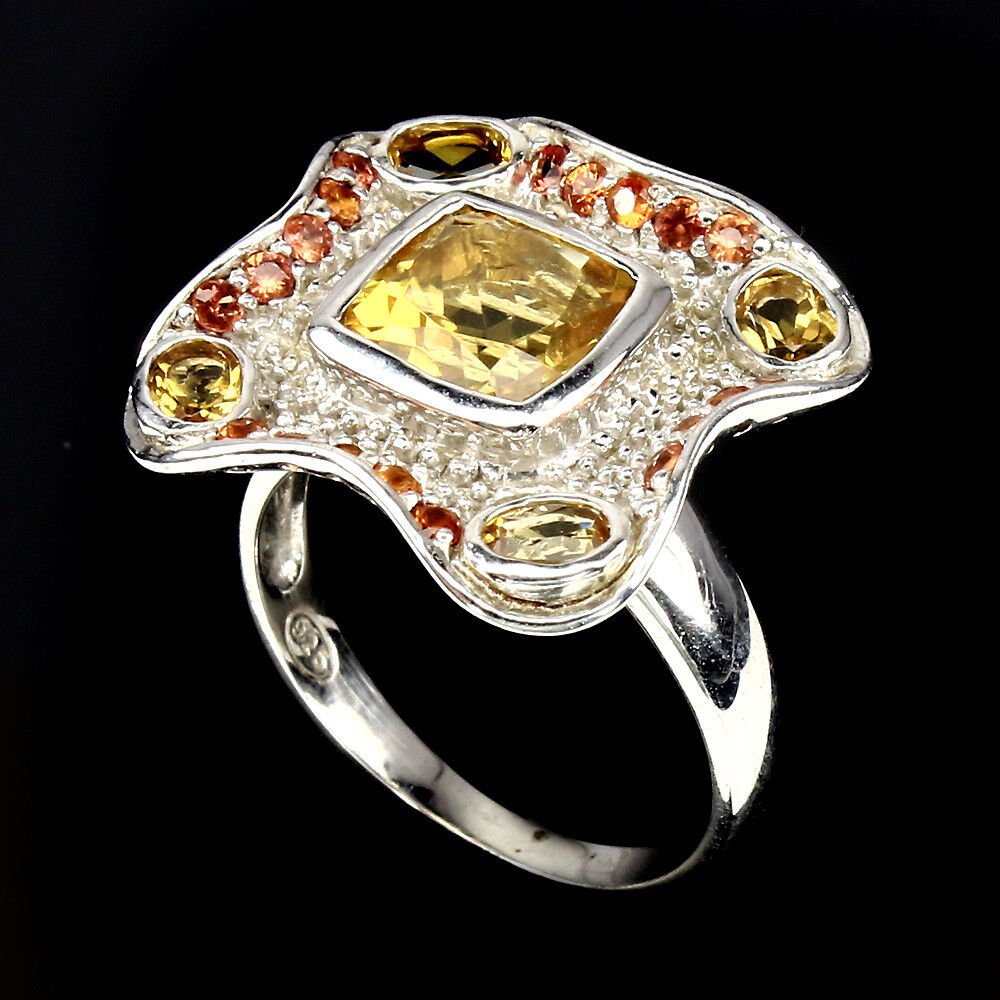 Ring Citrin Saphir orange 925 Silber 585 Weißgold vergoldet Gr. 54 Silber - INARA