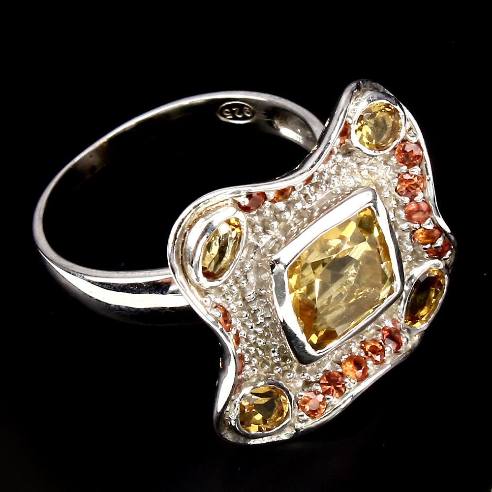 Ring Citrin Saphir orange 925 Silber 585 Weißgold vergoldet Gr. 54 Silber - INARA