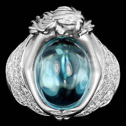 Ring Engel Blautopas Sky Blue 925 Silber 585 Weißgold vergoldet Gr. 57 Silber - INARA