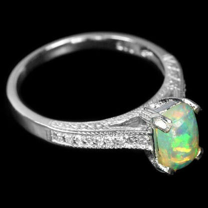 Ring Opal 925 Silber 585 Weißgold vergoldet Gr. 52 Silber - INARA