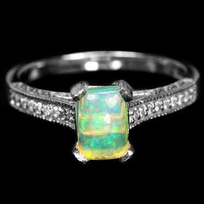 Ring Opal 925 Silber 585 Weißgold vergoldet Gr. 52 Silber - INARA