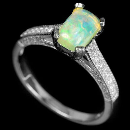 Ring Opal 925 Silber 585 Weißgold vergoldet Gr. 52 Silber - INARA