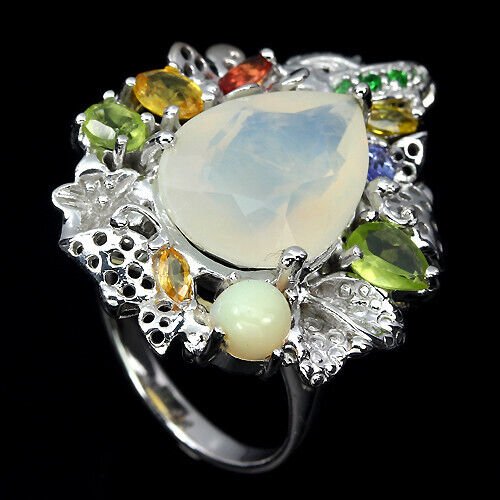 Ring Opal Peridot Tansanit Saphir Tsavorit 925 Silber 585 weißvergoldet Gr. 54 Silber - INARA