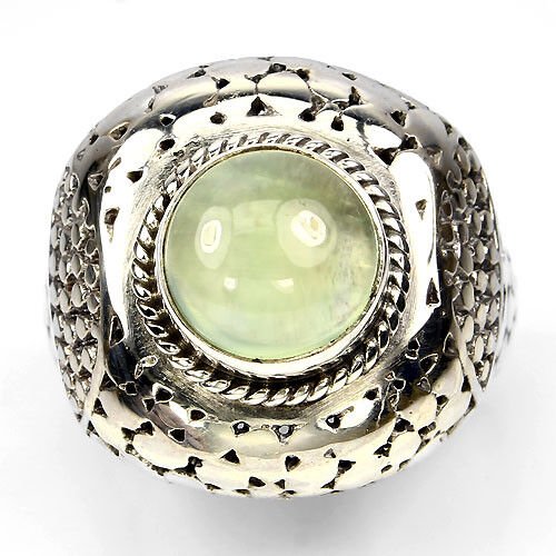 Ring Prehnit Cabochon 925 Sterling Silber Gr. 56 Silber - INARA