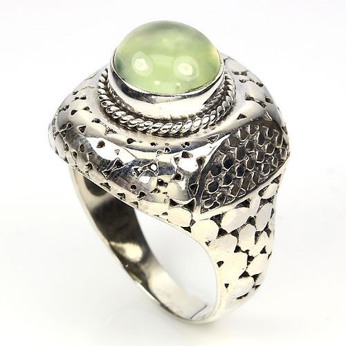 Ring Prehnit Cabochon 925 Sterling Silber Gr. 56 Silber - INARA