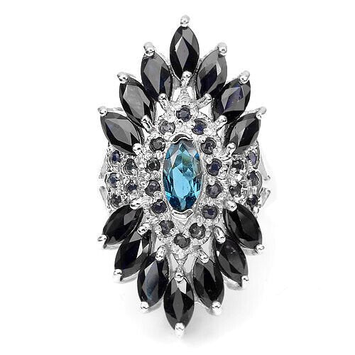 Saphir Blautopas Ring aus weißvergoldetem Silber - INARA