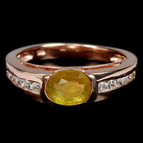 Ring Saphir gelb 925 Silber 585 Roségold vergoldet Gr. 53 Silber - INARA