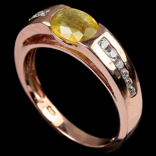 Ring Saphir gelb 925 Silber 585 Roségold vergoldet Gr. 53 Silber - INARA