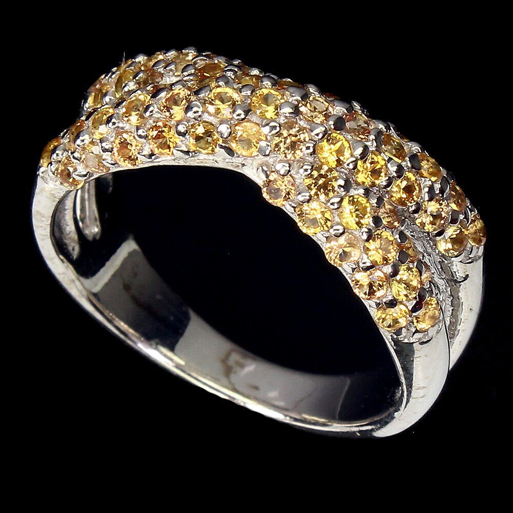 Ring Saphir gelb orange Diamantschliff 925 Silber 585 Weißgold vergoldet Gr. 54 Silber - INARA