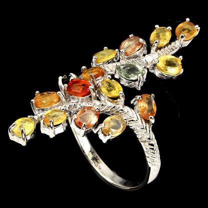 Ring Saphir gelb orange rot grün 925 Silber 585 Weißgold vergoldet Gr. 54 Silber - INARA