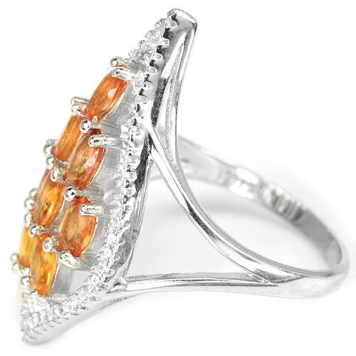 Ring Saphir orange 925 Silber 585 Weißgold vergoldet Gr. 56 Silber - INARA